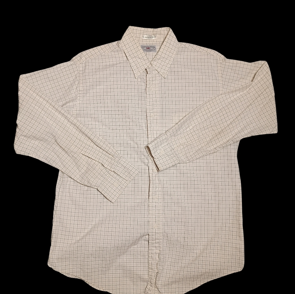Norton Ditto Houston Vintage Men's Black & White Plaid Striped Button-Down Shirt